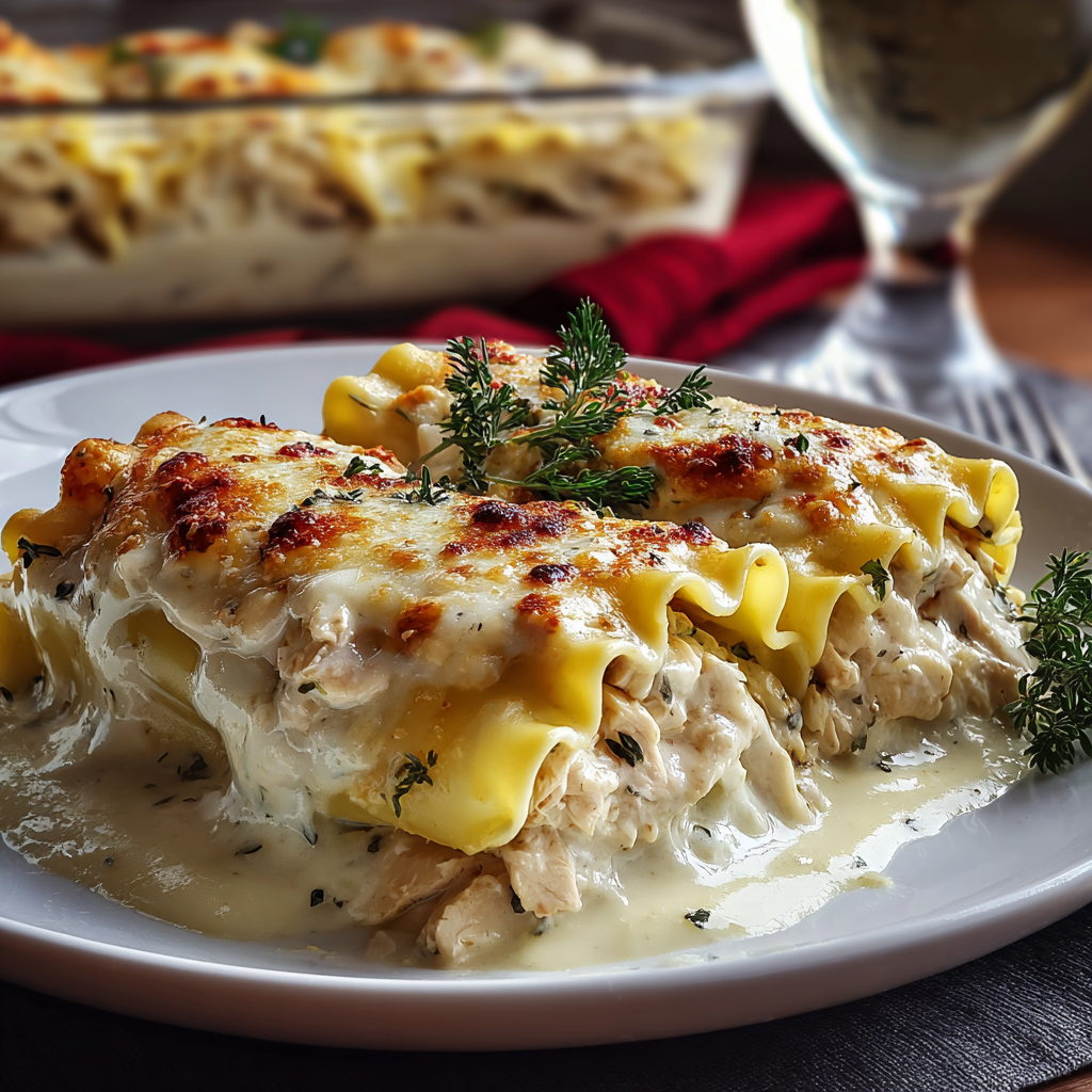 Decadent Lasagna Rolls with Creamy Alfredo and Chicken for a Romantic Dinner